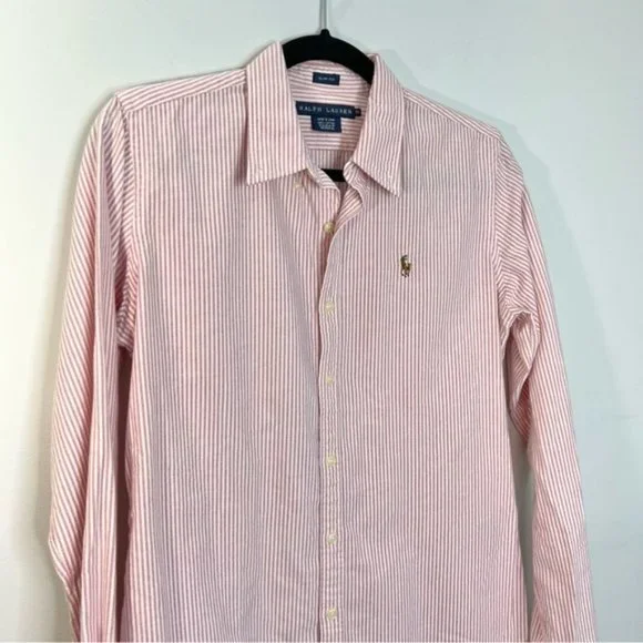 RALPH Lauren 100% cotton striped slim fit Oxford button down shirt 10 - Picture 5 of 10